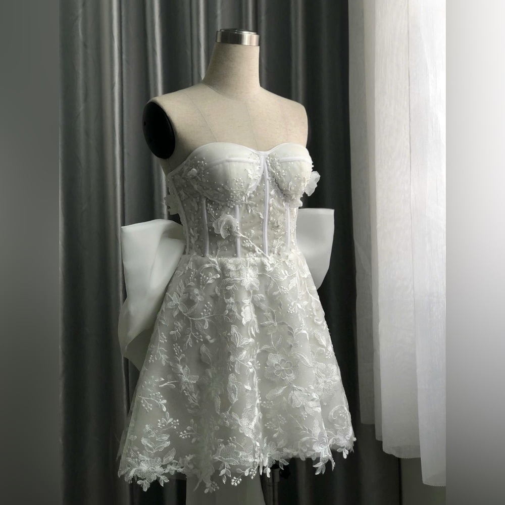 Custom Handmade Corset Dress – Beaded & Floral Appliqué